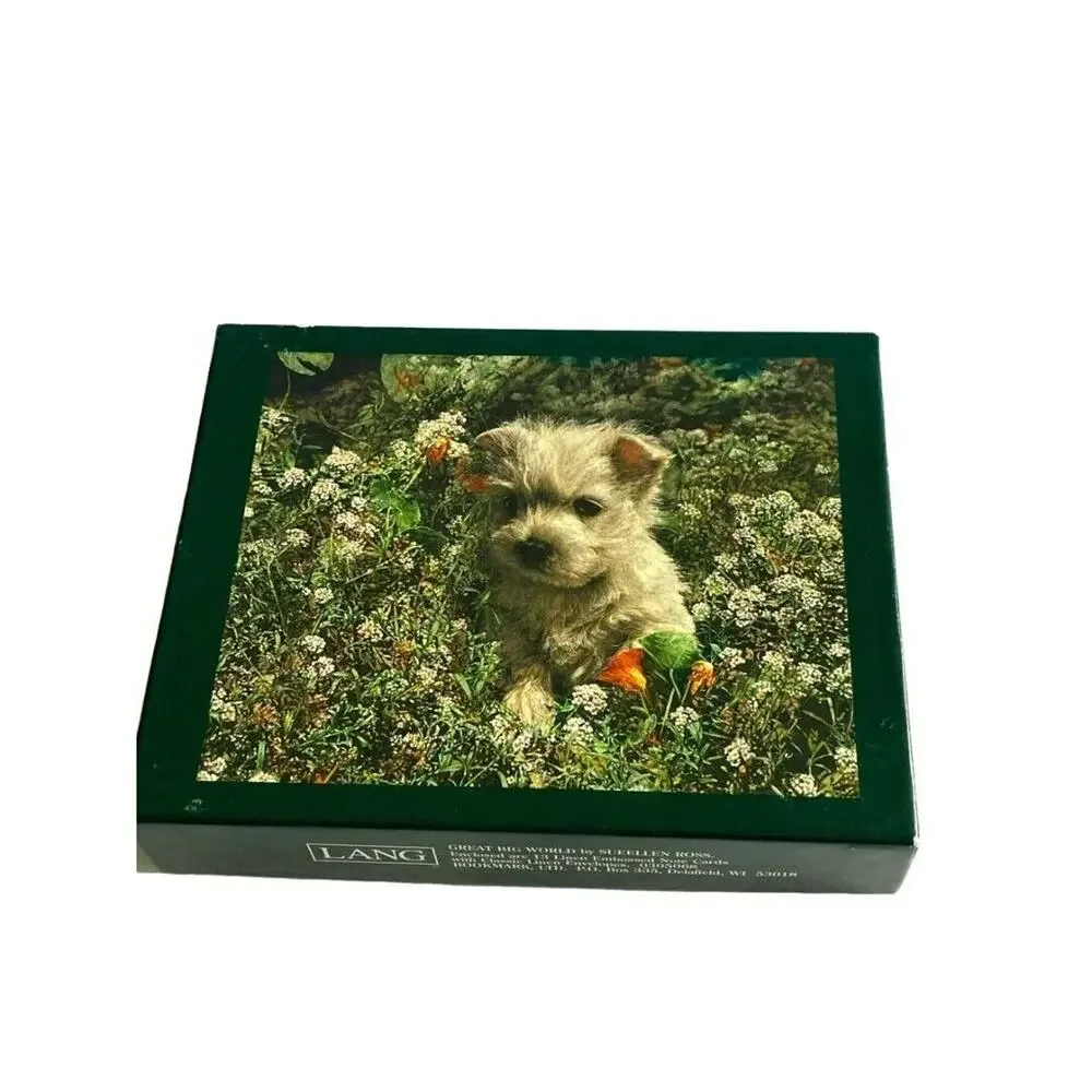 NEW Lang Westie Terrier Dog 13 Linen Embossed Blank Card Set Thank You Any Occas